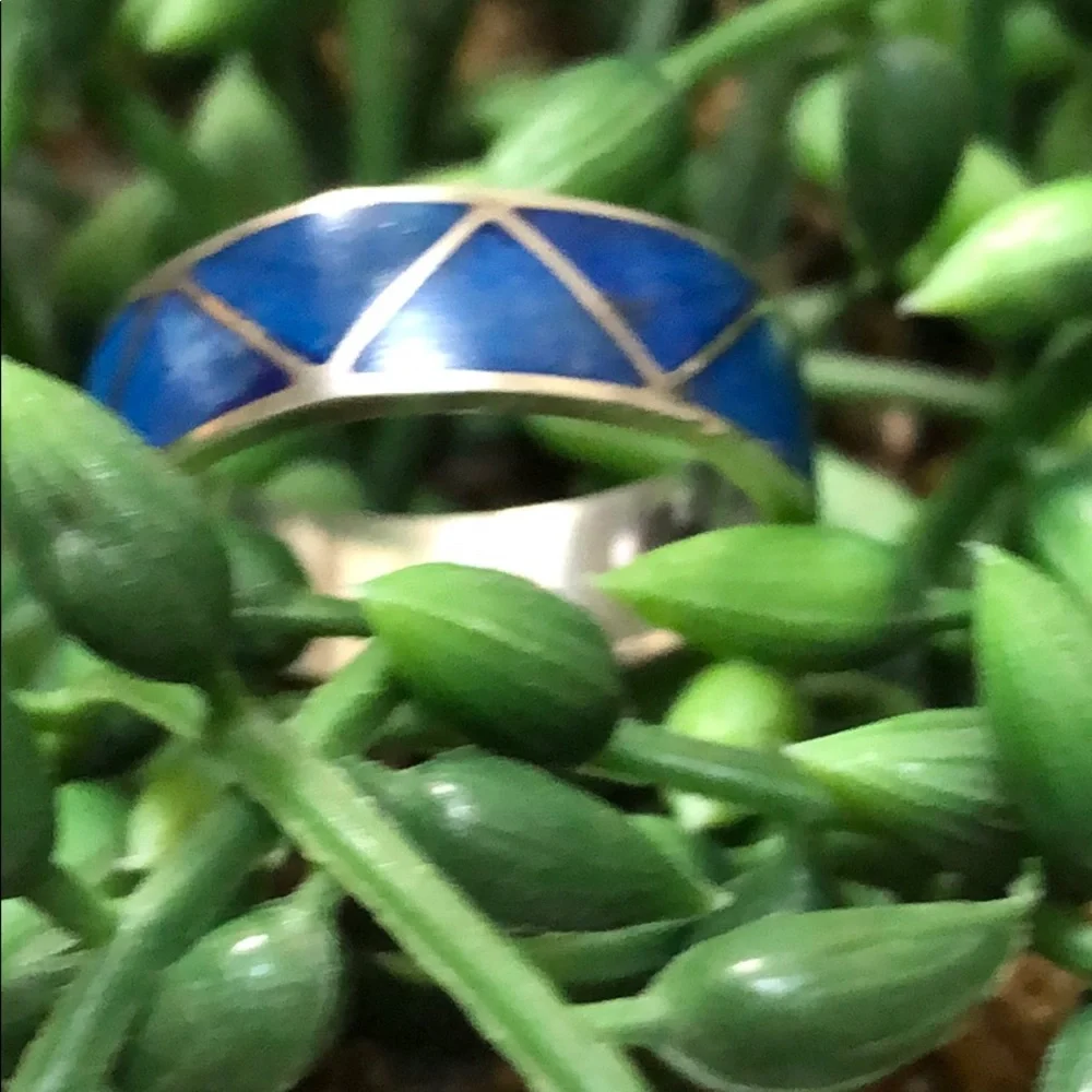 Blue and sterling silver ring